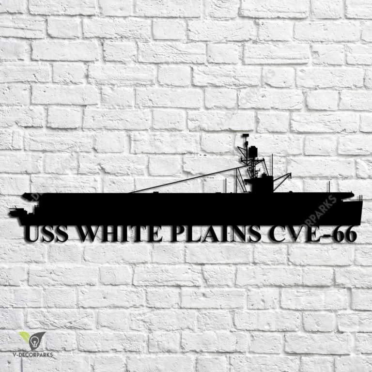 Uss White Plains Cve-66 Navy Ship Metal Art, Navy Ships Silhouette Metal Gift For Navy Veteran, Custom Us Navy Ship Metal Sign