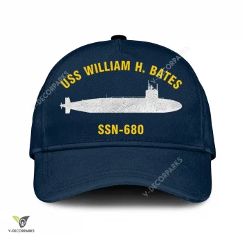 Uss William H. Bates Ssn-680 Classic Baseball Cap Gift For Navy Veteran, Custom Print/embroidered Us Navy Ships Classic Cap