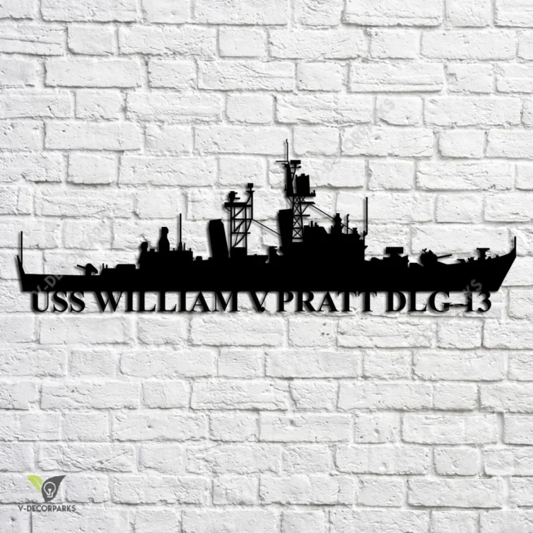 Uss William V. Pratt-dlg-13 Navy Ship Metal Art, Navy Ships Silhouette Metal Gift For Navy Veteran, Custom Us Navy Ship Metal Sign