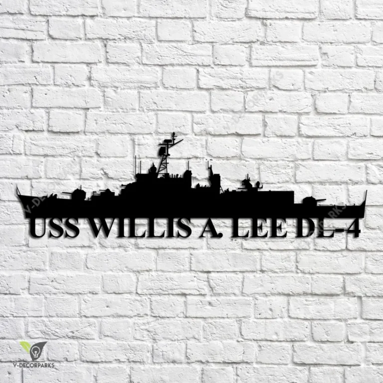 Uss Willis A. Lee Dl-4 Navy Ship Metal Art, Navy Ships Silhouette Metal Gift For Navy Veteran, Custom Us Navy Ship Metal Sign