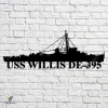 Uss Willis De-395 Navy Ship Metal Art, Navy Ships Silhouette Metal Gift For Navy Veteran, Custom Us Navy Ship Metal Sign