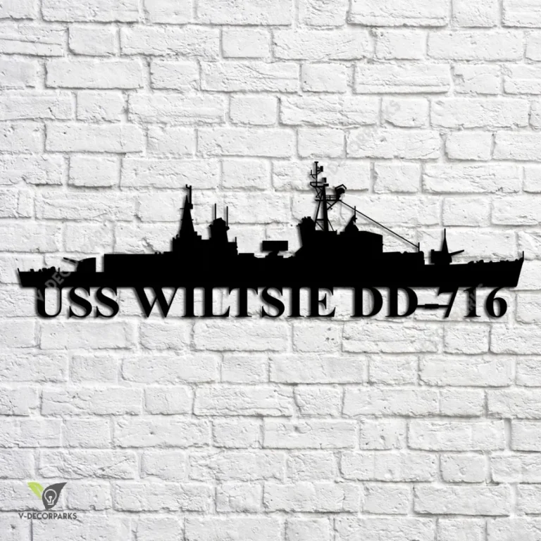 Uss Wiltsie Dd-716 Navy Ship Metal Art, Navy Ships Silhouette Metal Gift For Navy Veteran, Custom Us Navy Ship Metal Sign