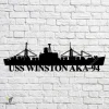 Uss Winston Aka-94 Navy Ship Metal Art, Navy Ships Silhouette Metal Gift For Navy Veteran, Custom Us Navy Ship Metal Sign