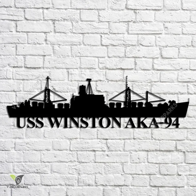 Uss Winston Aka-94 Navy Ship Metal Art, Navy Ships Silhouette Metal Gift For Navy Veteran, Custom Us Navy Ship Metal Sign