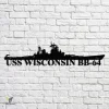 Uss Wisconsin Bb-64 Navy Ship Metal Art, Navy Ships Silhouette Metal Gift For Navy Veteran, Custom Us Navy Ship Metal Sign