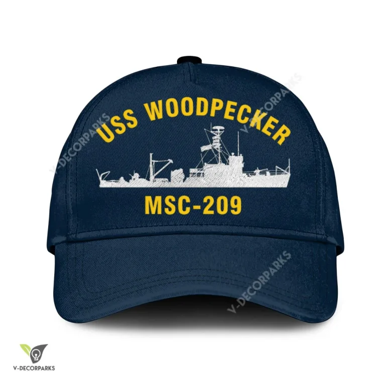 Uss Woodpecker Msc-209 Classic Baseball Cap Gift For Navy Veteran, Custom Print/embroidered Us Navy Ships Classic Cap