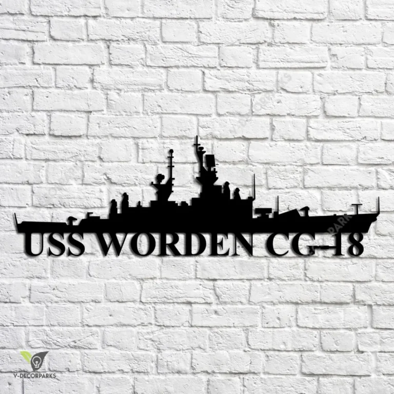 Uss Worden Cg-18 Navy Ship Metal Art, Navy Ships Silhouette Metal Gift For Navy Veteran, Custom Us Navy Ship Metal Sign