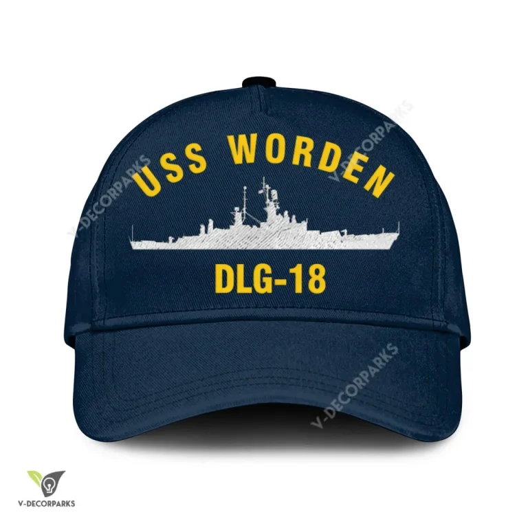 Uss Worden Dlg-8 Classic Baseball Cap Gift For Navy Veteran, Custom Print/embroidered Us Navy Ships Classic Cap