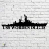 Uss Worden Dlg-18 Navy Ship Metal Art, Navy Ships Silhouette Metal Gift For Navy Veteran, Custom Us Navy Ship Metal Sign