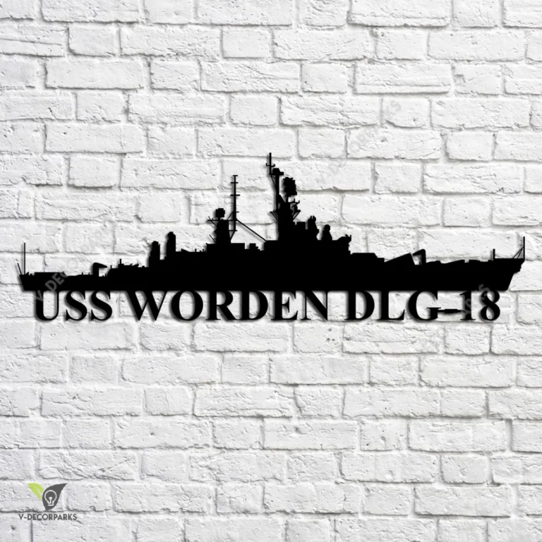 Uss Worden Dlg-18 Navy Ship Metal Art, Navy Ships Silhouette Metal Gift For Navy Veteran, Custom Us Navy Ship Metal Sign