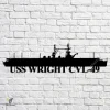 Uss Wright Cvl-49 Navy Ship Metal Art, Navy Ships Silhouette Metal Gift For Navy Veteran, Custom Us Navy Ship Metal Sign