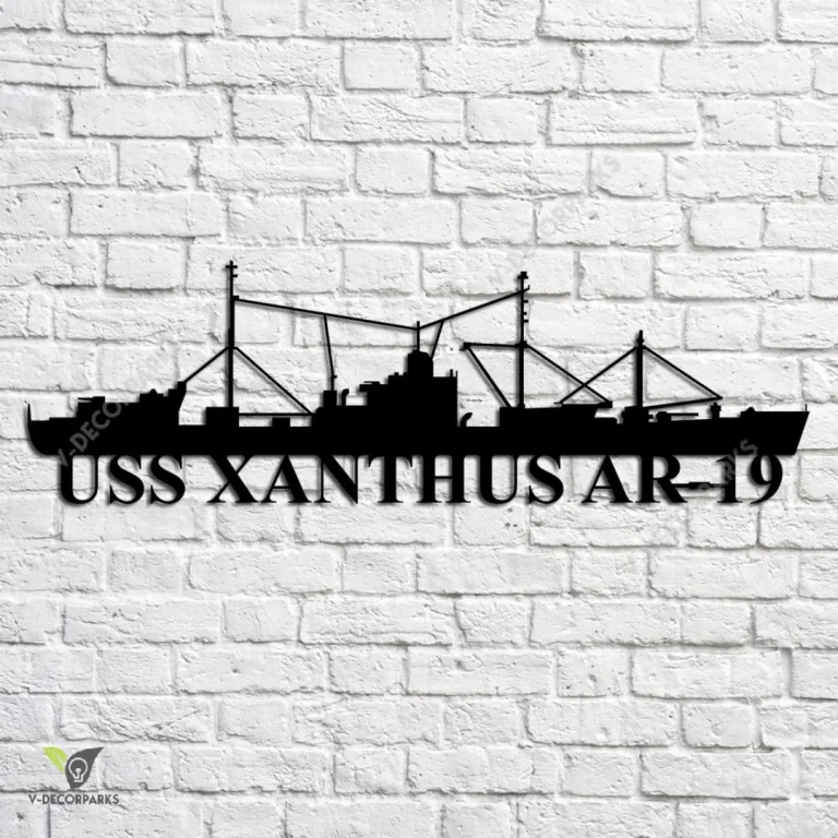 Uss Xanthus Ar 19 Navy Ship Metal Art, Navy Ships Silhouette Metal Gift For Navy Veteran, Custom Us Navy Ship Metal Sign