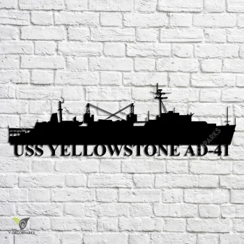 Uss Yellowstone Ad-41 Navy Ship Metal Art, Navy Ships Silhouette Metal Gift For Navy Veteran, Custom Us Navy Ship Metal Sign