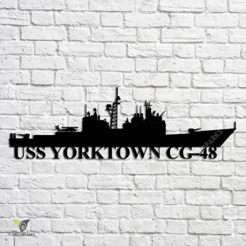 Uss Yorktown Cg-48 Navy Ship Metal Art, Navy Ships Silhouette Metal Gift For Navy Veteran, Custom Us Navy Ship Metal Sign