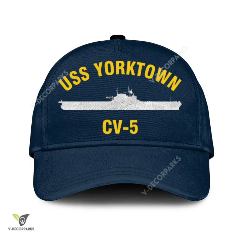 Uss Yorktown Cv-5 Classic Baseball Cap Gift For Navy Veteran, Custom Print/embroidered Us Navy Ships Classic Cap