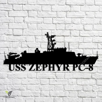 Uss Zephyr Pc-8 Navy Ship Metal Art, Navy Ships Silhouette Metal Gift For Navy Veteran, Custom Us Navy Ship Metal Sign