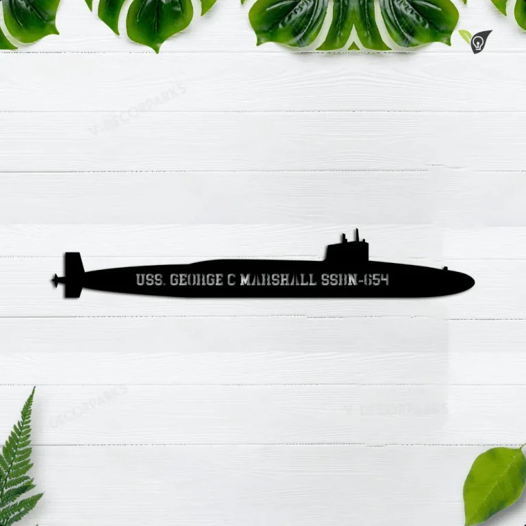 Personalized Submarine Uss George C Marshall Ssbn-654 Metal Wall Art, Custom Us Navy Ships Metal Sign, Metal Veteran Decor Decoration