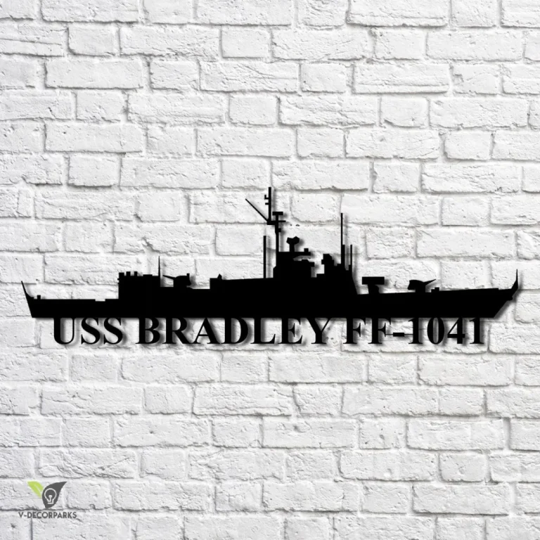 Uss Bradley Ff-1041 Navy Ship Metal Art, Custom Us Navy Ship Cut Metal Sign, Gift For Navy Veteran, Navy Ships Silhouette Metal Art