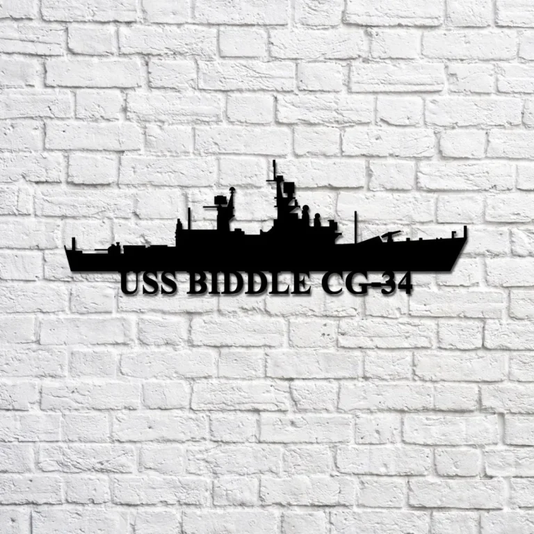 Uss Biddle Cg-34 Navy Ship Metal Sign, Memory Wall Metal Sign Gift For Navy Veteran