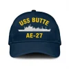Uss Butte Ae-27 Classic Cap, Custom Print/embroidered Us Navy Ships Classic Baseball Cap, Gift For Navy Veteran