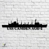 Uss Camden Aoe-2 Navy Ship Metal Art, Custom Us Navy Ship Cut Metal Sign, Gift For Navy Veteran, Navy Ships Silhouette Metal Art