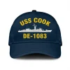Uss Cook De-1083 Classic Cap, Custom Print/embroidered Us Navy Ships Classic Baseball Cap, Gift For Navy Veteran