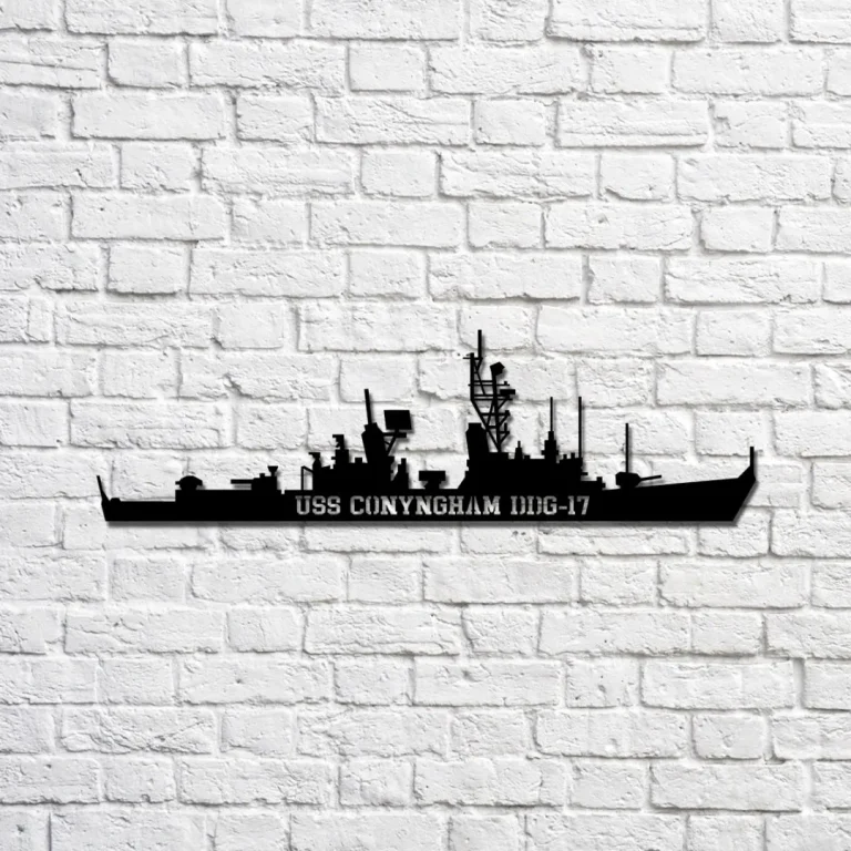 Uss Conyngham Ddg-17 Silhouette Navy Ship Metal Sign, Memory Wall Metal Sign Gift For Navy Veteran