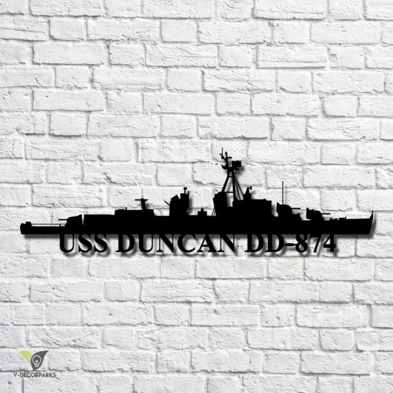 Uss Duncan Dd-874 Navy Ship Metal Art, Custom Us Navy Ship Cut Metal Sign, Gift For Navy Veteran, Navy Ships Silhouette Metal Art