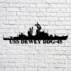 Uss Dewey Ddg-45 Navy Ship Metal Art, Custom Us Navy Ship Cut Metal Sign, Gift For Navy Veteran, Navy Ships Silhouette Metal Art