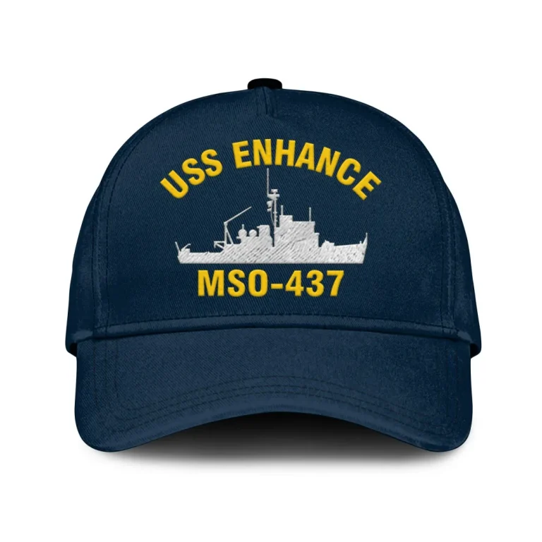 Uss Enhance Mso-437 Classic Cap, Custom Print/embroidered Us Navy Ships Classic Baseball Cap, Gift For Navy Veteran