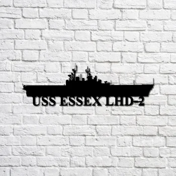 Uss Essex Lhd-2 Navy Ship Metal Sign, Memory Wall Metal Sign Gift For Navy Veteran, Navy Ships Silhouette Metal Sign