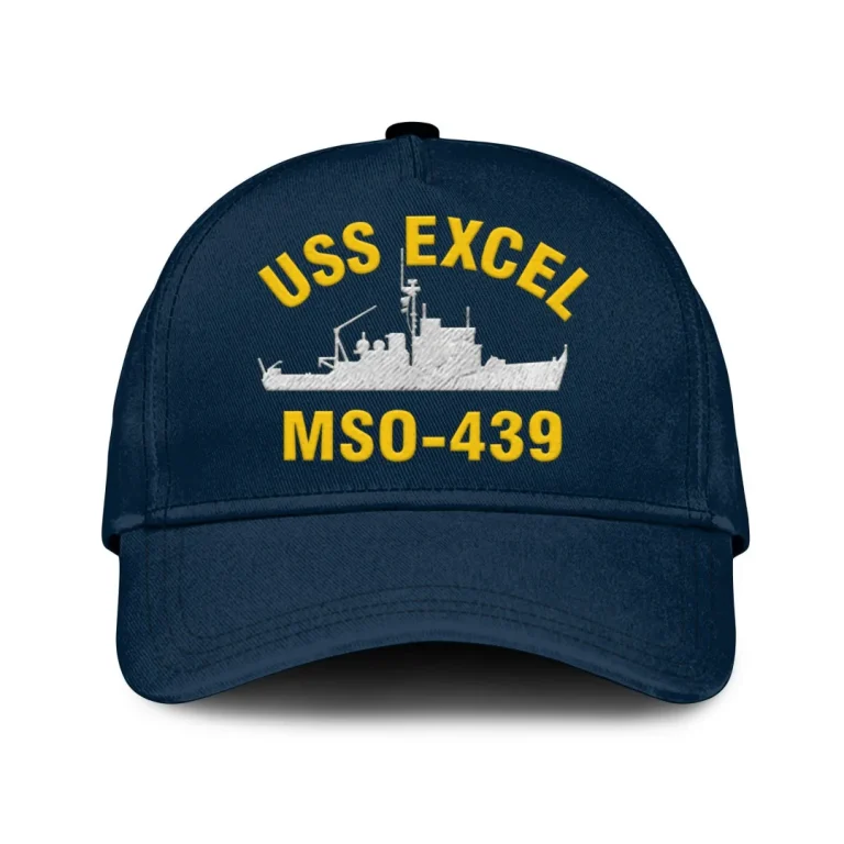 Uss Excel Mso-439 Classic Cap, Custom Print/embroidered Us Navy Ships Classic Baseball Cap, Gift For Navy Veteran