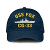 Uss Fox Cg 33 Classic Cap, Custom Print/embroidered Us Navy Ships Classic Baseball Cap, Gift For Navy Veteran