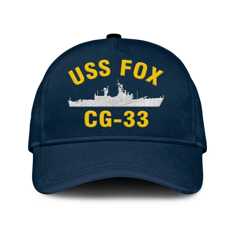 Uss Fox Cg 33 Classic Cap, Custom Print/embroidered Us Navy Ships Classic Baseball Cap, Gift For Navy Veteran