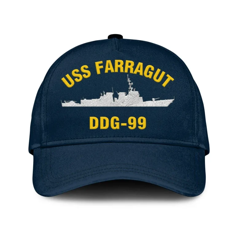 Uss Farragut Ddg-99 Classic Cap, Custom Print/embroidered Us Navy Ships Classic Baseball Cap, Gift For Navy Veteran