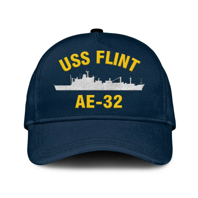 Uss Flint Ae-32 Classic Cap, Custom Print/embroidered Us Navy Ships Classic Baseball Cap, Gift For Navy Veteran