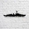 Uss Goodrich Ddr-831 Navy Ship Metal Sign, Memory Wall Metal Sign Gift For Navy Veteran, Navy Ships Silhouette Metal Sign