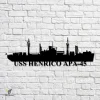 Uss Henrico Apa-45 Navy Ship Metal Art, Custom Us Navy Ship Cut Metal Sign, Gift For Navy Veteran, Navy Ships Silhouette Metal Art