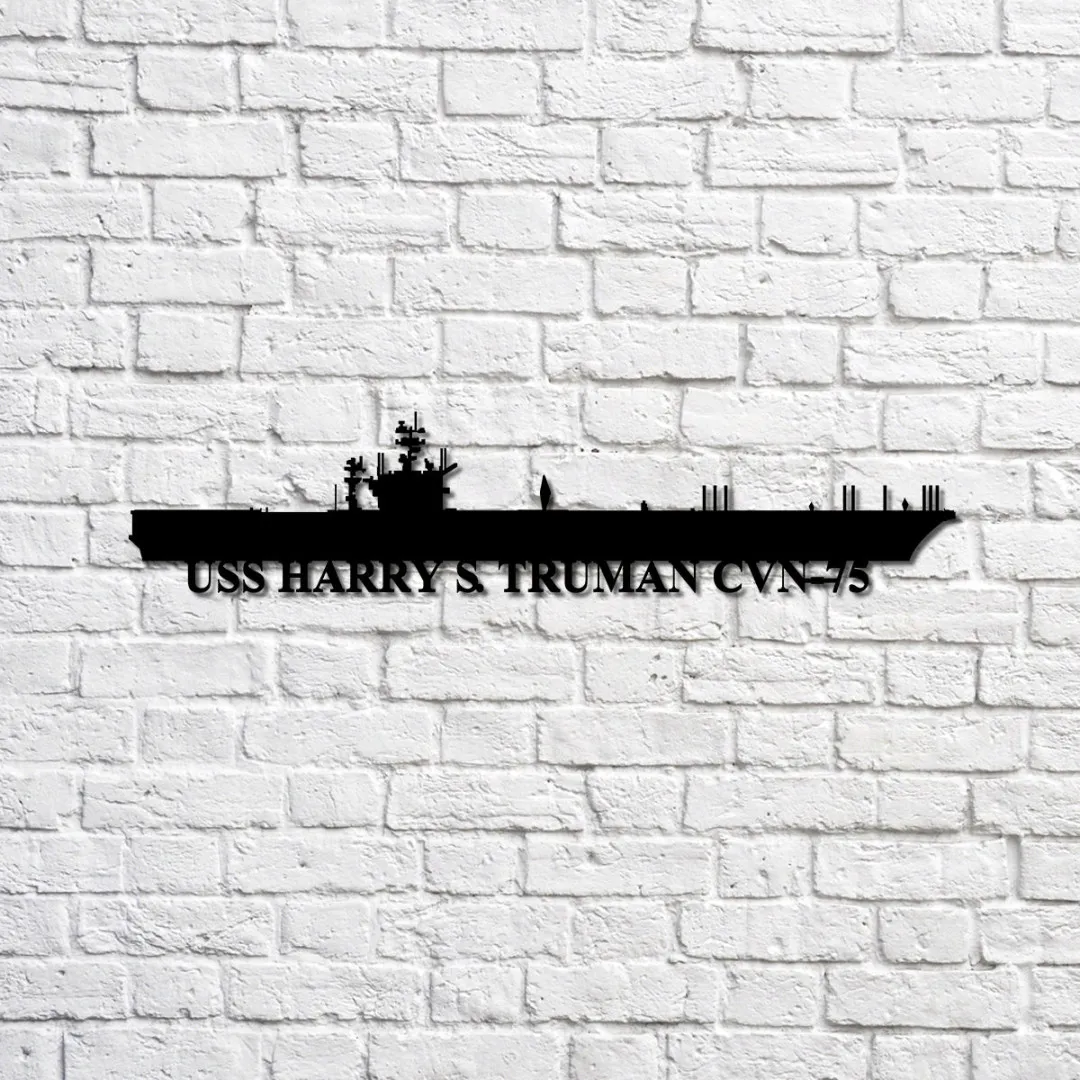 USS_20Harry_20S_20Truman_20CVN-75.webp Uss Harry S Truman Cvn-75 Navy Ship Metal Sign, Memory Wall Metal Sign Gift For Navy Veteran, Navy Ships Silhouette Metal Sign