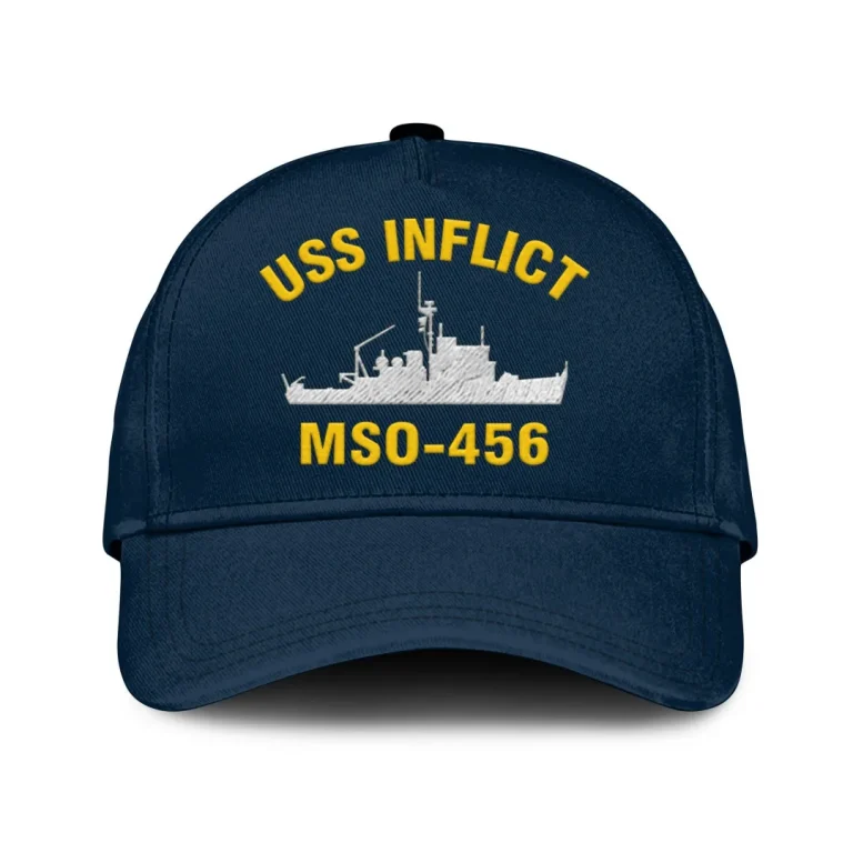 Uss Inflict Mso-456 Classic Cap, Custom Print/embroidered Us Navy Ships Classic Baseball Cap, Gift For Navy Veteran