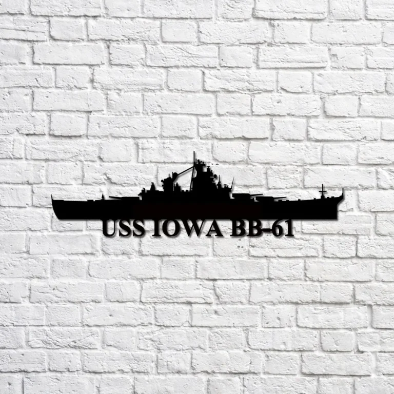 Uss Iowa Bb-61 Battleship Navy Ship Metal Sign, Memory Wall Metal Sign Gift For Navy Veteran