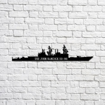 Uss John Hancock Dd-981 Silhouette Sign Navy Ship Metal Sign, Memory Wall Metal Sign Gift For Navy Veteran