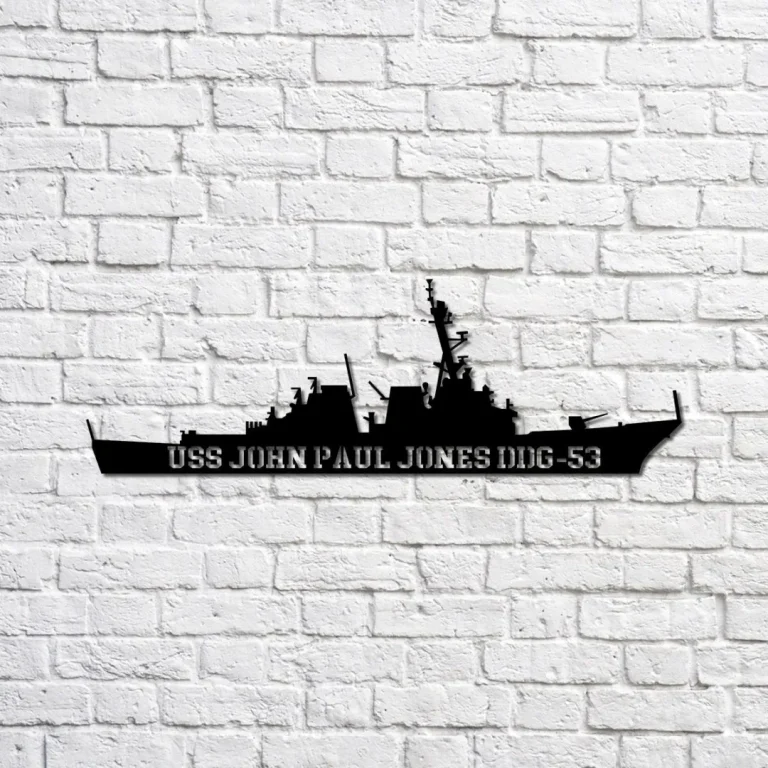 Uss John Paul Jones Ddg-53 Navy Ship Metal Sign, Memory Wall Metal Sign Gift For Navy Veteran, Navy Ships Silhouette Metal Sign