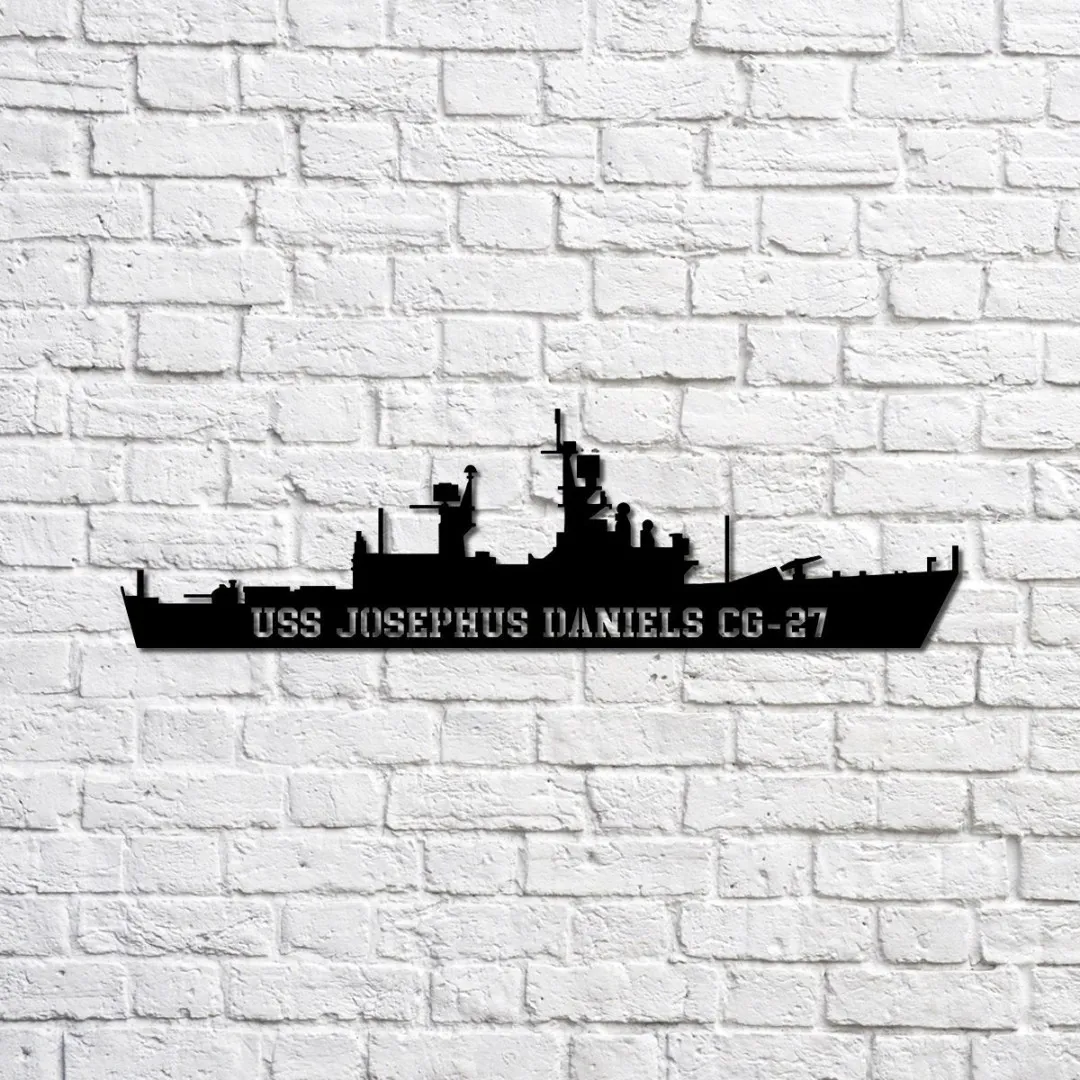 USS_20Josephus_20Daniels_20CG-27_1024x1024_2x_cb7baf0d-ae00-45fd-9e4a-1c4fe3eed831.webp Uss Josephus Daniels Cg-27 Navy Ship Metal Sign, Memory Wall Metal Sign Gift For Navy Veteran, Navy Ships Silhouette Metal Sign
