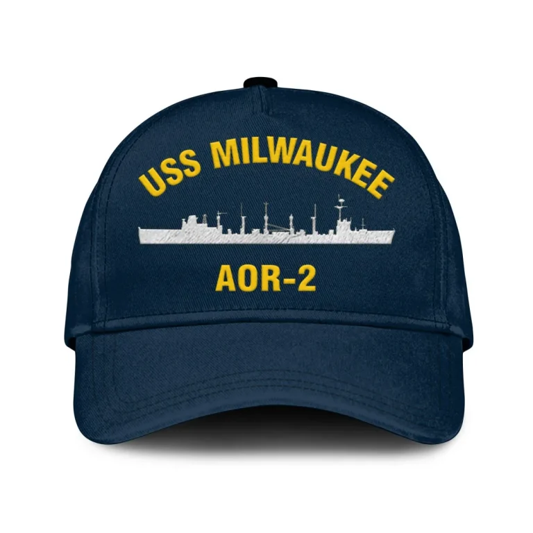 Uss Milwaukee Aor-2 Classic Cap, Custom Print/embroidered Us Navy Ships Classic Baseball Cap, Gift For Navy Veteran