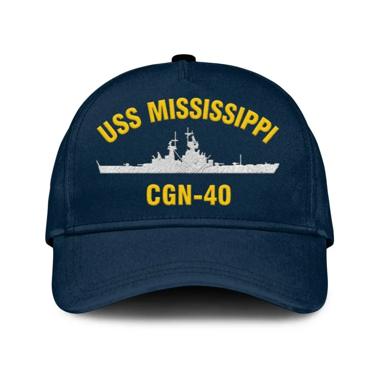 Uss Mississippi Cgn-40 Classic Cap, Custom Print/embroidered Us Navy Ships Classic Baseball Cap, Gift For Navy Veteran