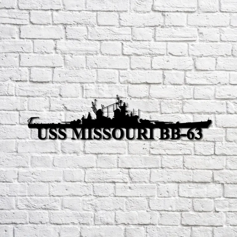 Uss Missouri Bb-63 Navy Ship Metal Sign, Memory Wall Metal Sign Gift For Navy Veteran, Navy Ships Silhouette Metal Sign