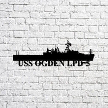 Uss Ogden Lpd-5 Navy Ship Metal Sign, Memory Wall Metal Sign Gift For Navy Veteran, Navy Ships Silhouette Metal Sign