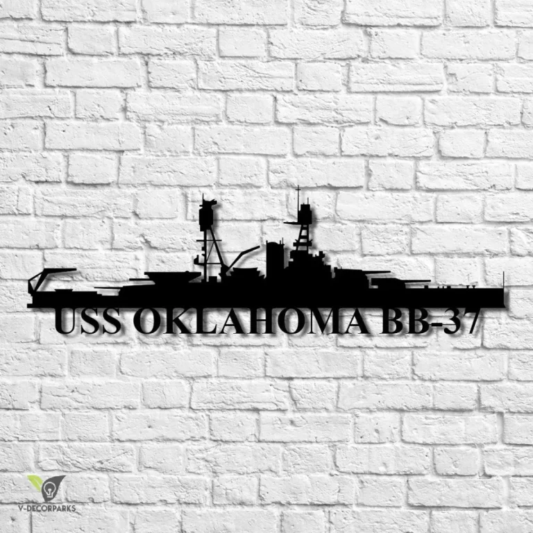 Uss Oklahoma Bb-37 Navy Ship Metal Art, Gift For Navy Veteran, Navy Ships Silhouette Metal Art, Navy Home Decor