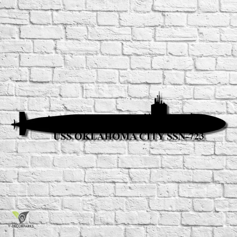 Uss Oklahoma City Ssn-723 Navy Ship Metal Art, Gift For Navy Veteran, Navy Ships Silhouette Metal Art, Navy Home Decor